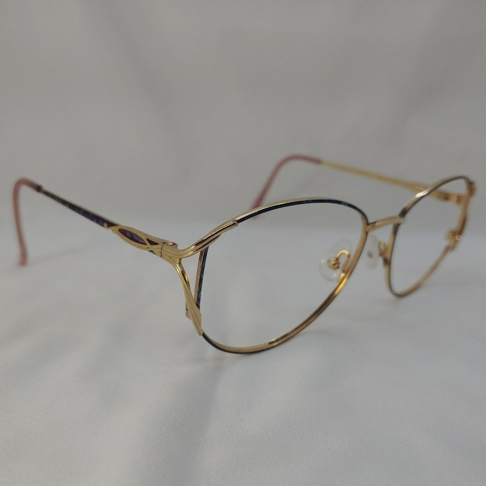 💎 Vintage ELIZABETH ARDEN Eyeglass Frames Full Metal Rim Purple Gold EA635